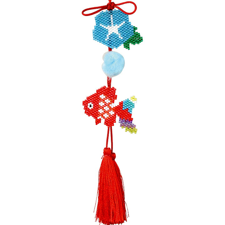 楽天市場】つるし雛キット 金魚・朝顔 BFK536｜ビーズ ステッチ キット