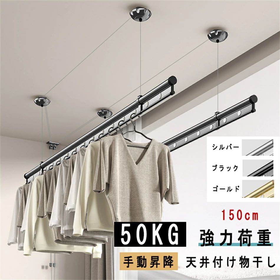 楽天市場】天井付け物干し 昇降カク ブラック | 洗濯干し 室内 洗濯