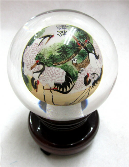 楽天市場】水晶玉内面繪画置物 中国工芸品 インテリア小物 新築 飾り物