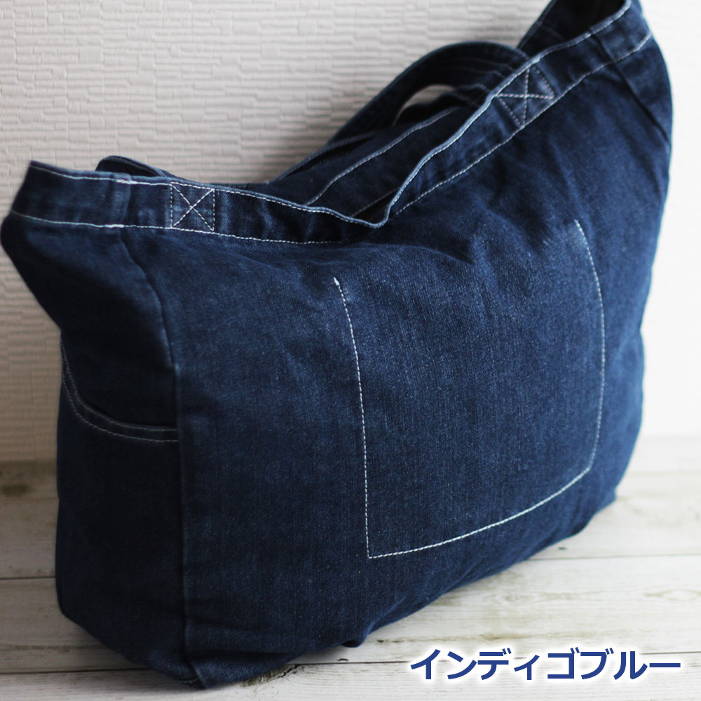 楽天市場】超ビッグデニムトート 革タグ付き トートバッグ デニム生地