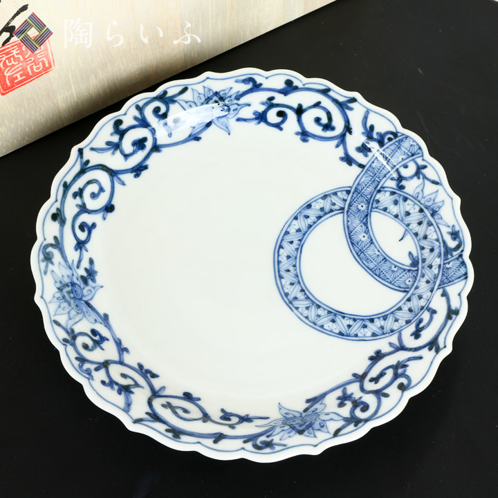 楽天市場】九谷焼 5.5号皿 双輪文牡丹唐草/山本長左（宮内庁御用窯