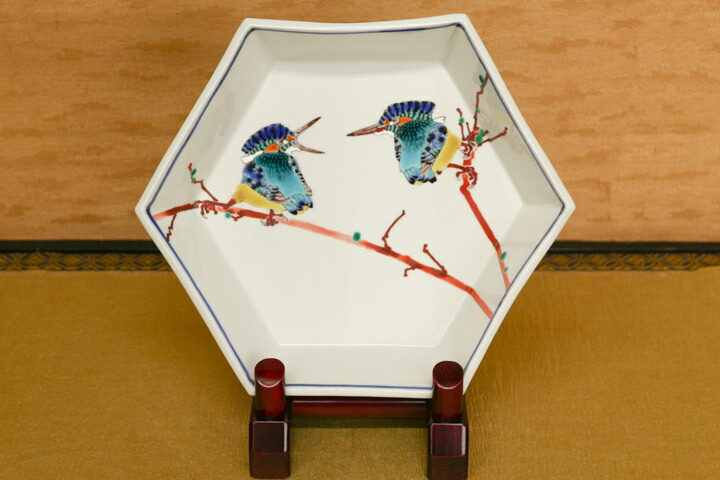 楽天市場】九谷焼 飾鉢 かわせみの図（皿立付）/武腰潤＜送料無料＞鉢