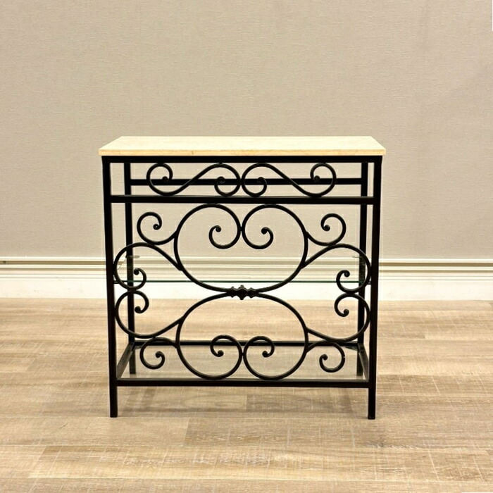 楽天市場】サイドテーブル 大理石 アイアン ガラス コンソール 花台