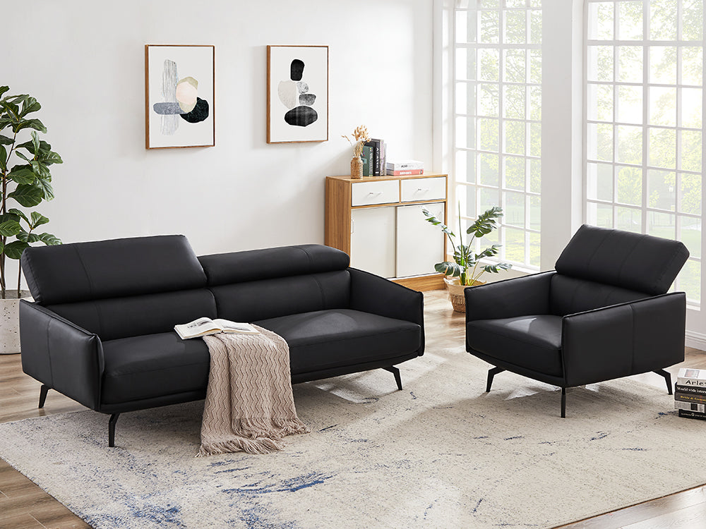 応接セット 3点 5人用 応接ソファ3点セット ブラック アイボリー (1人