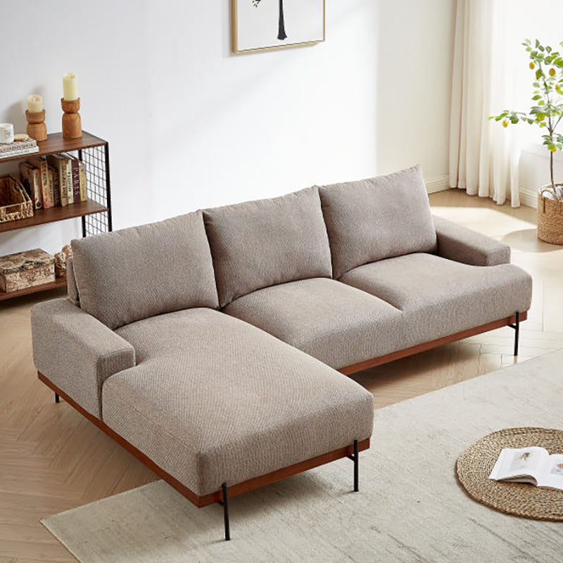 カウチ ソファ ベージュ 3人掛け ユニットソファ 幅221cm オットマン