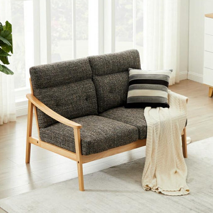 木肘ソファ 2人掛け ファブリック エレガント 肘付き おしゃれ