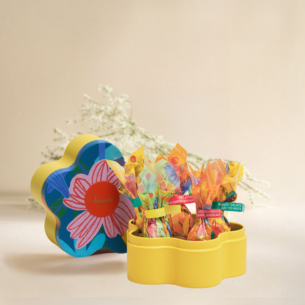 New】フラワー缶 ドルチェ フィオリトゥーラ 197181｜ヴェンキ｜Venchi