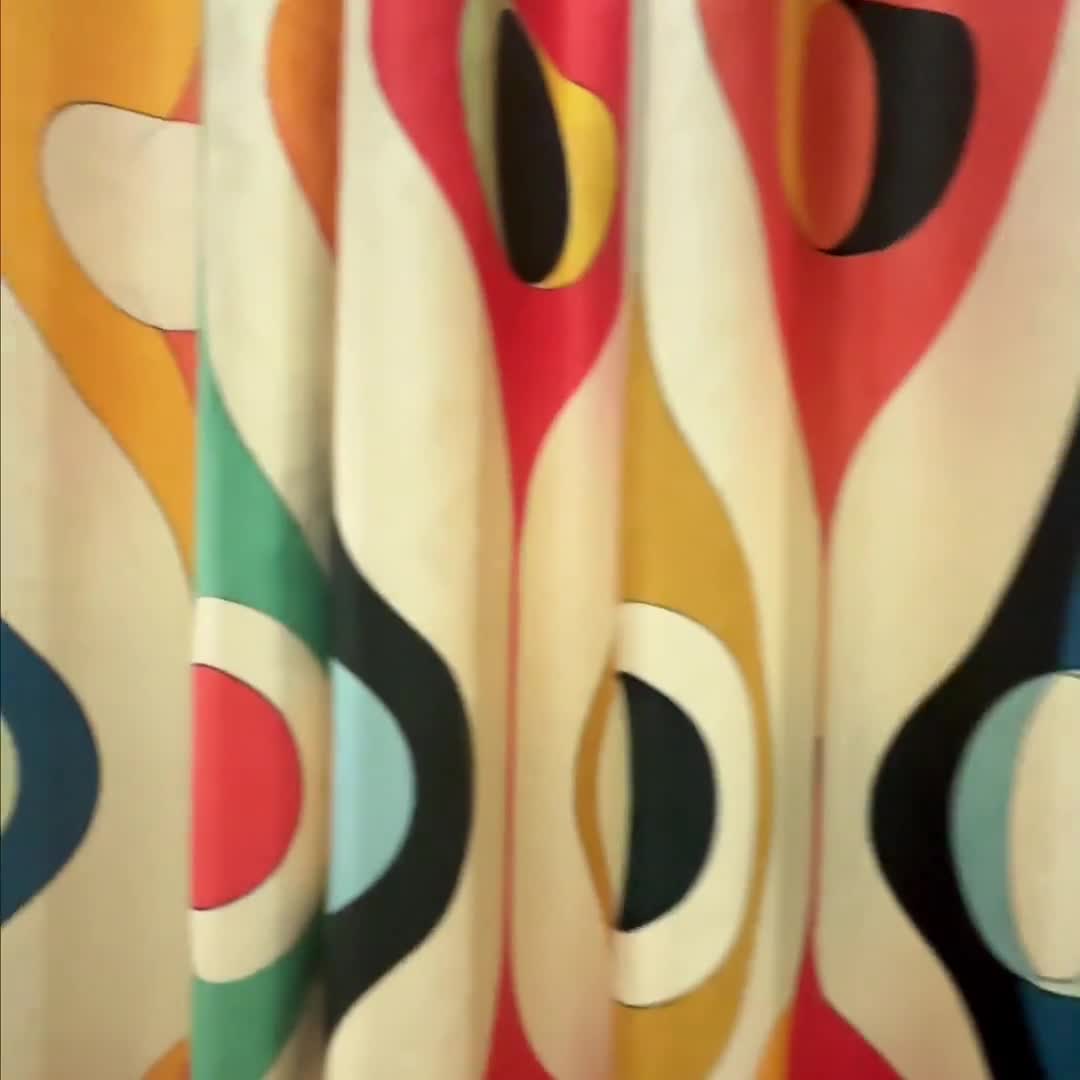 ミッドセンチュリーモダンレトロカーテン - カラフルな幾何学模様の