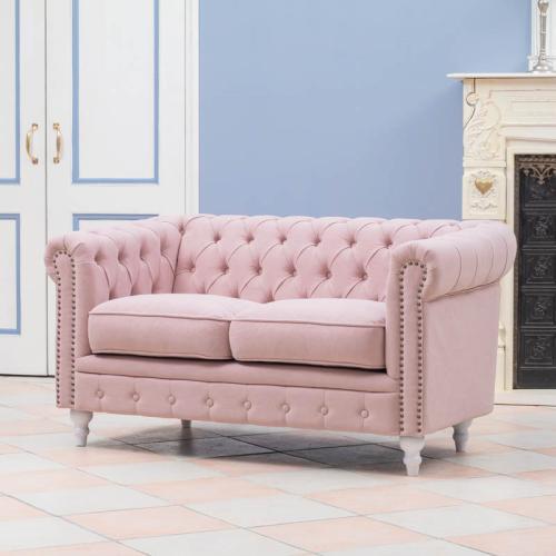 VCシリーズ 2人掛けソファ シャーベットピンク 布地 白脚 VC2F237W