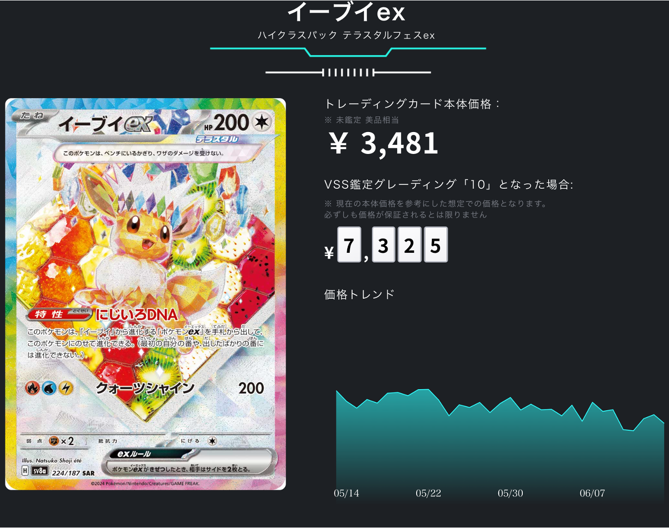 ポケカ）【イーブイex（テラスタルフェスex/SAR）】相場・価格・値段