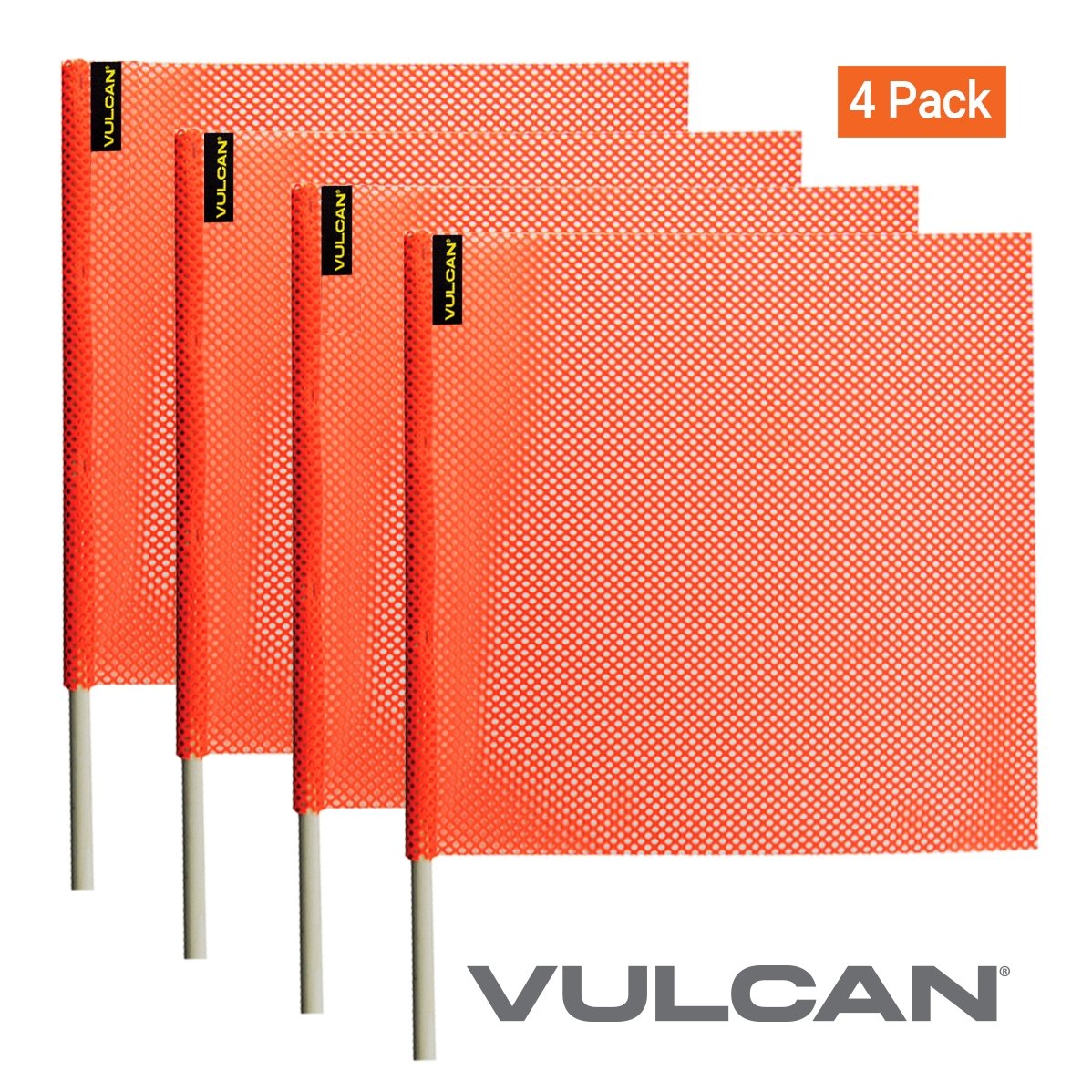 VULCAN Safety Flag with Dowel - Bright Orange - Jersey Mesh