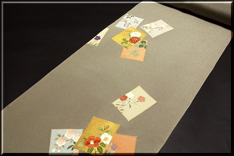 通産大臣賞受賞 鬼しぼちりめん 浜縮緬使用 手描き 刺繍入り 付下げ