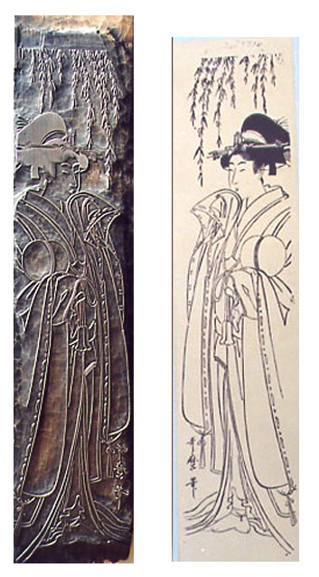 蹴鞠之図 浮世絵版木 – 渡辺美術館