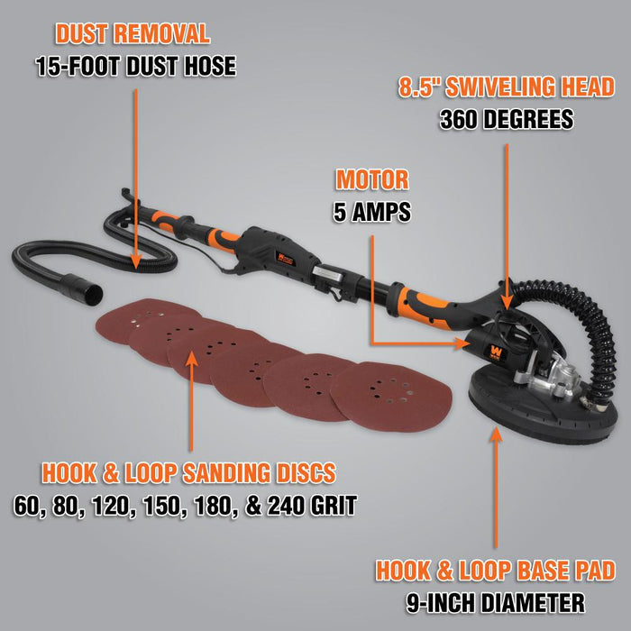 WEN R6369 Variable Speed 5-Amp Drywall Sander with 15-Foot Hose