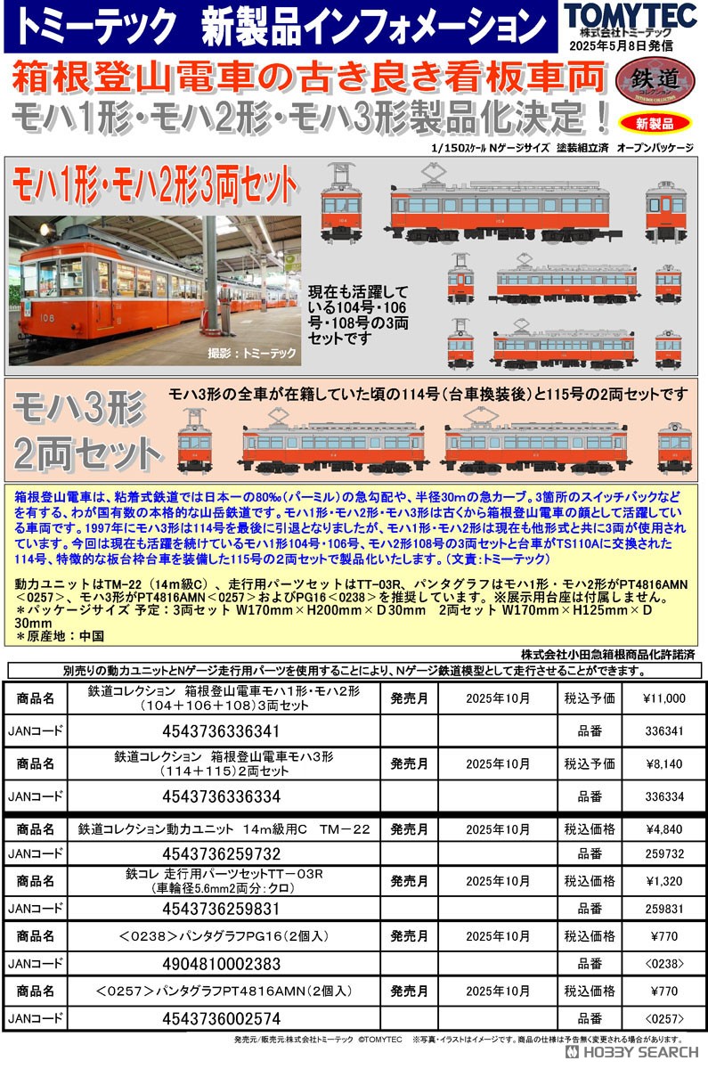 鉄道コレクション 箱根登山電車 モハ3形 (114＋115) 2両セット (2両