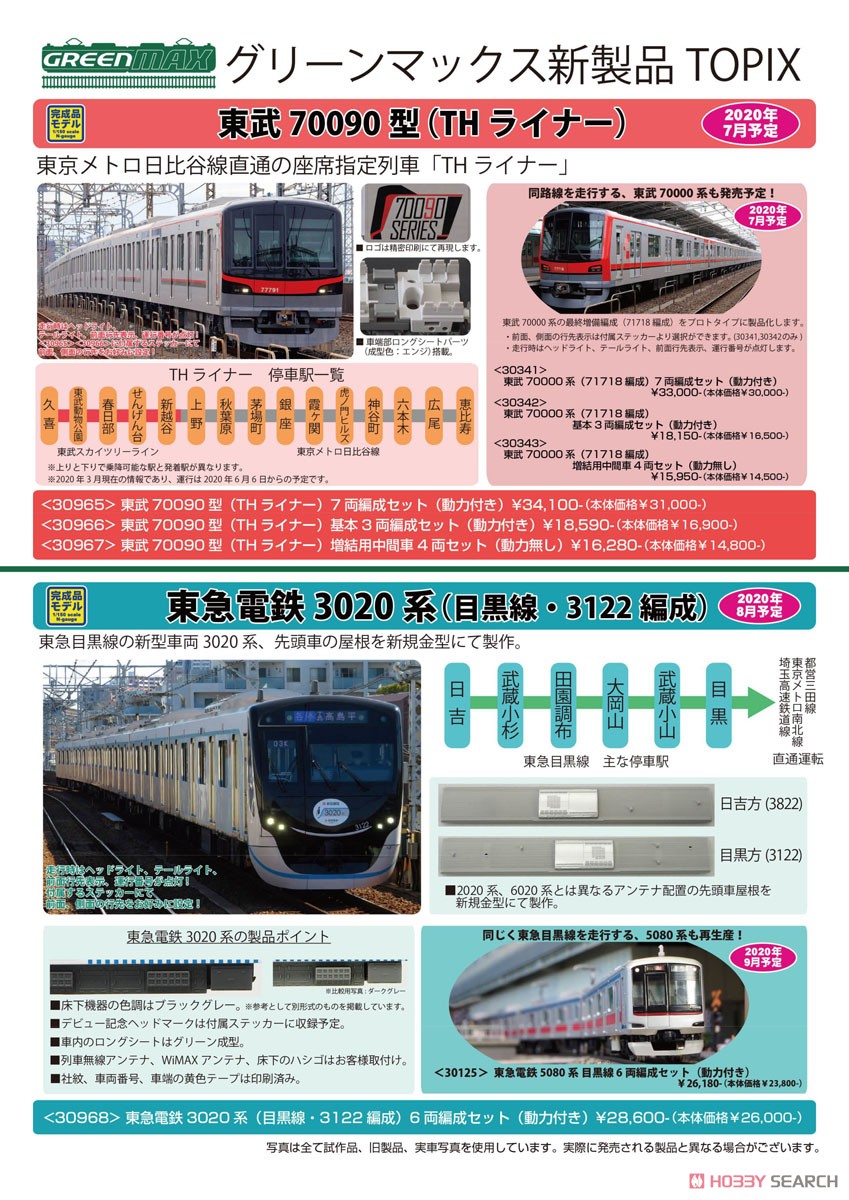 東急電鉄 3020系 (目黒線・3122編成) 6輛編成セット (動力付き) (6両