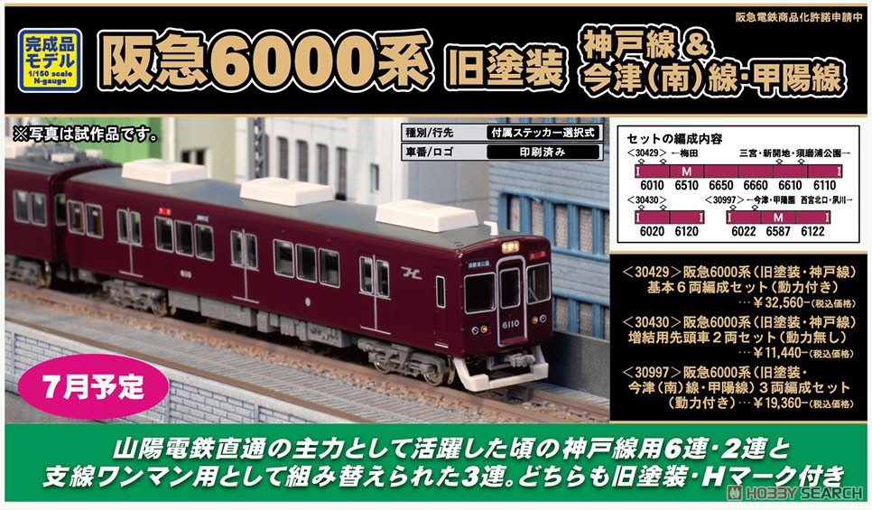阪急 6000系 (旧塗装・神戸線) 増結用先頭車2両セット (動力無し