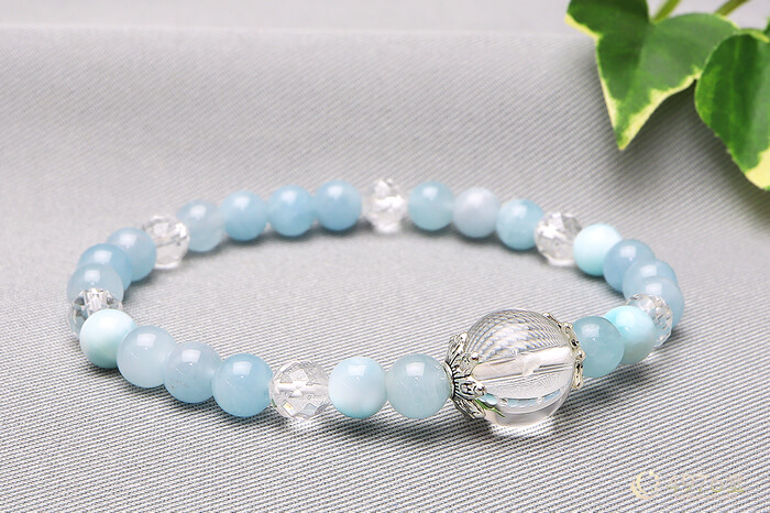 アクアマリン・ラリマーブレスレット 大玉メイン＋6mm ｜ 天然石通販の