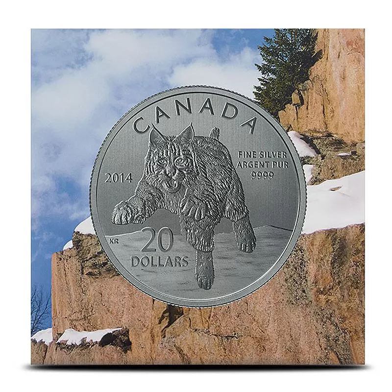 2014 Canadian $20 for $20 Bobcat Fine Silver Coin-no outside sleeve