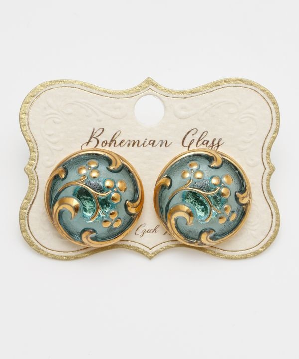 チェコガラスソレピアス（L）(BLUE FLOWER): 『欧州航路』