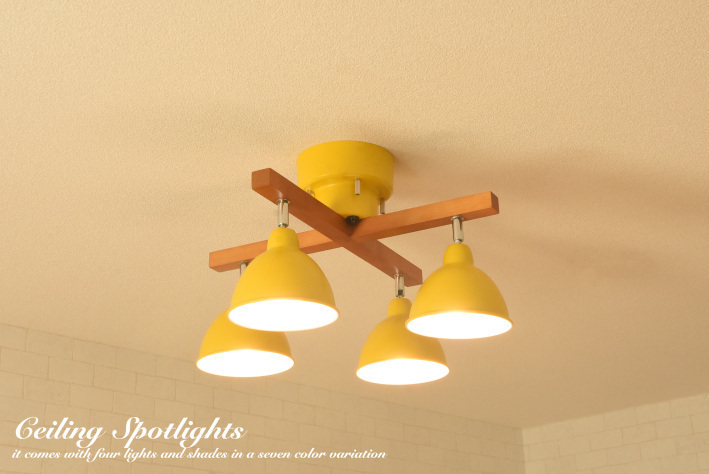 リモコン】シーリングライト おしゃれ 北欧 木枠 4灯 / 天井照明 全6色