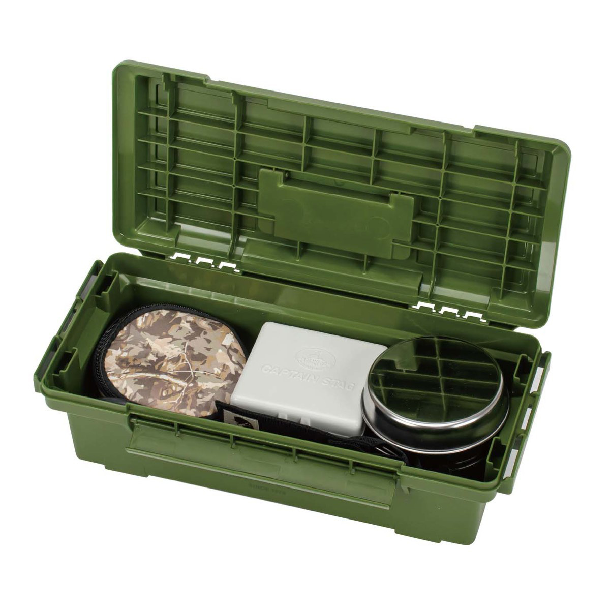 キャプテンスタッグ ギアツールボックス（オリーブ） - アウトドア