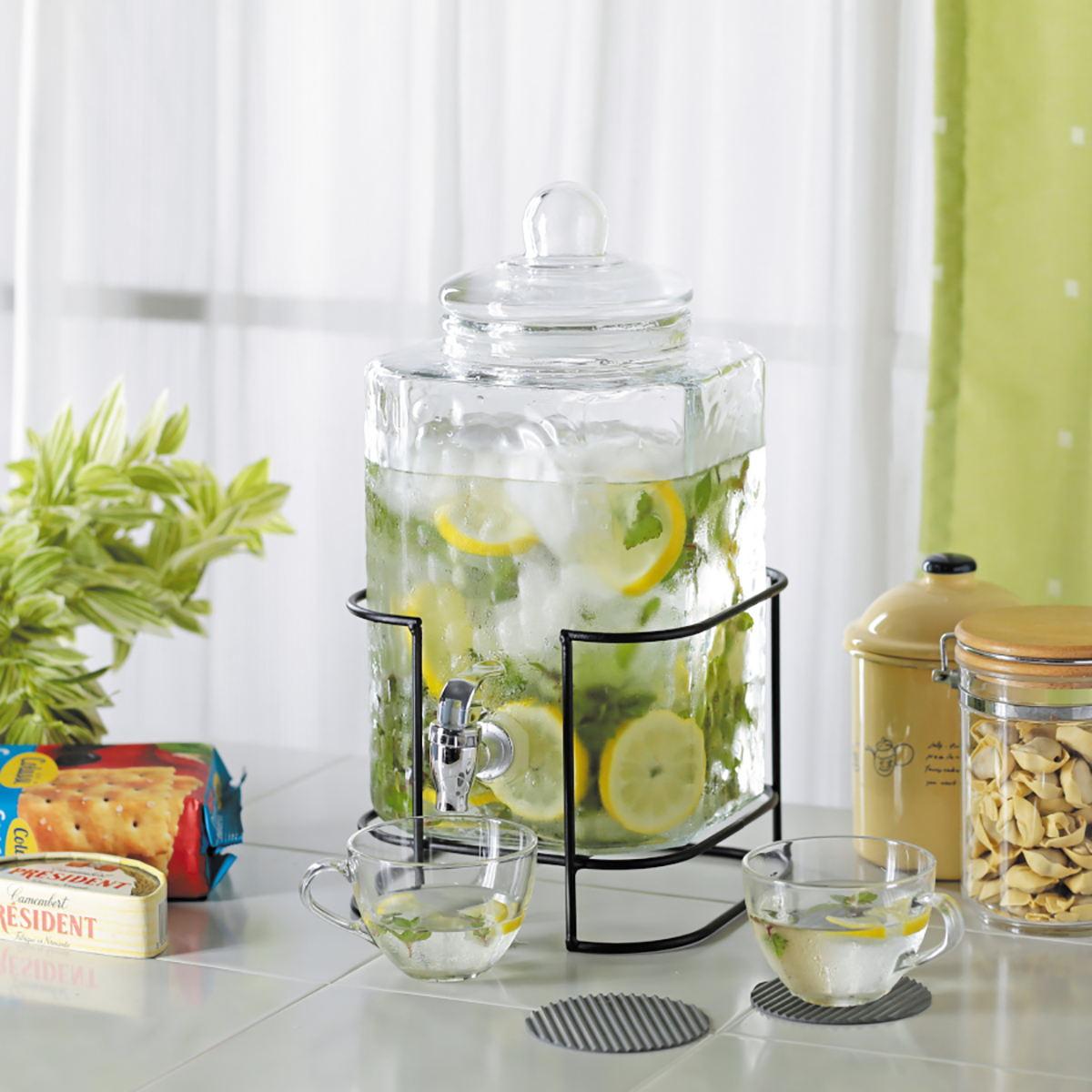 ガラスドリンクサーバー 6L スタンド付 - アウトドア・キャンプ用品