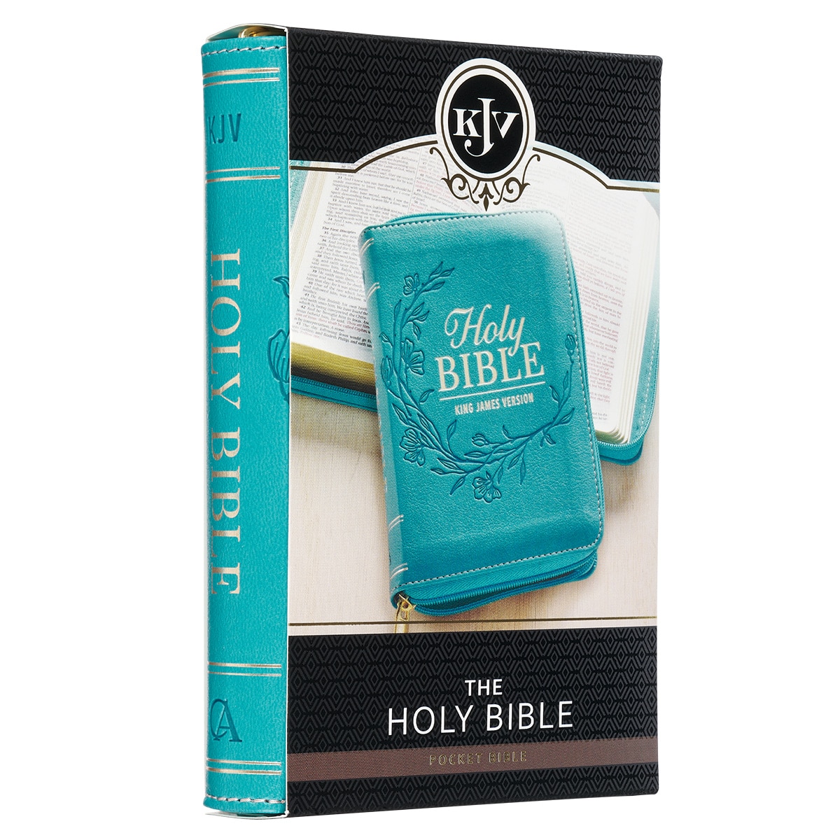 Aqua Teal KJV Pocket Bible with Zipper Closure