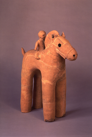 高林西原古墳群出土の埴輪人が乗る裸馬 - 太田市ホームページ（文化財課）