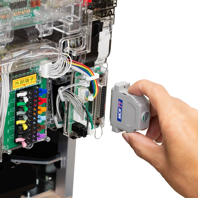 玉貸・返却・ハンドル・セグの検品がこれ1つで。パチンコ枠の検品に