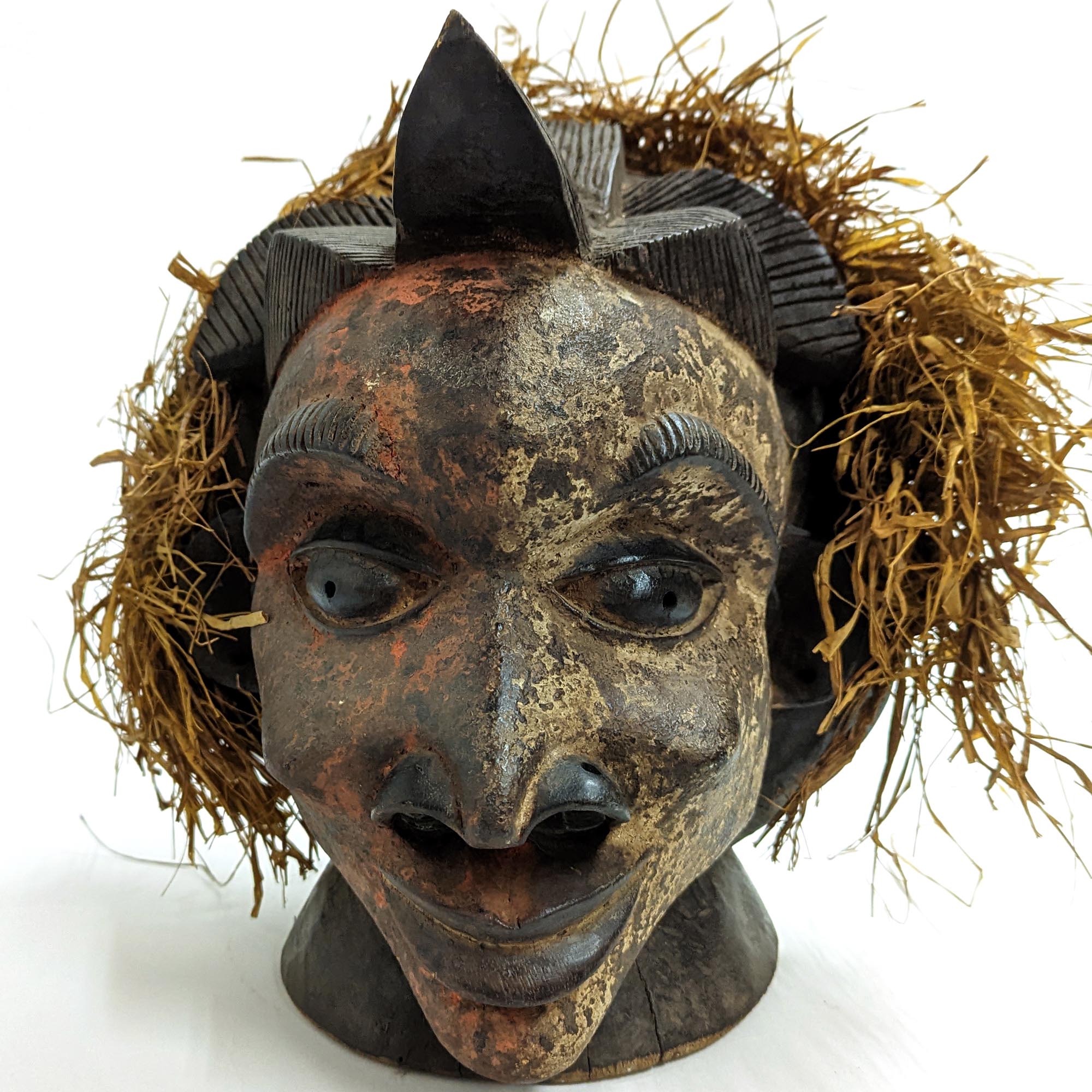 ヨルバ族仮面 34cm アフリカン プリミティブアート マスク （n240-19
