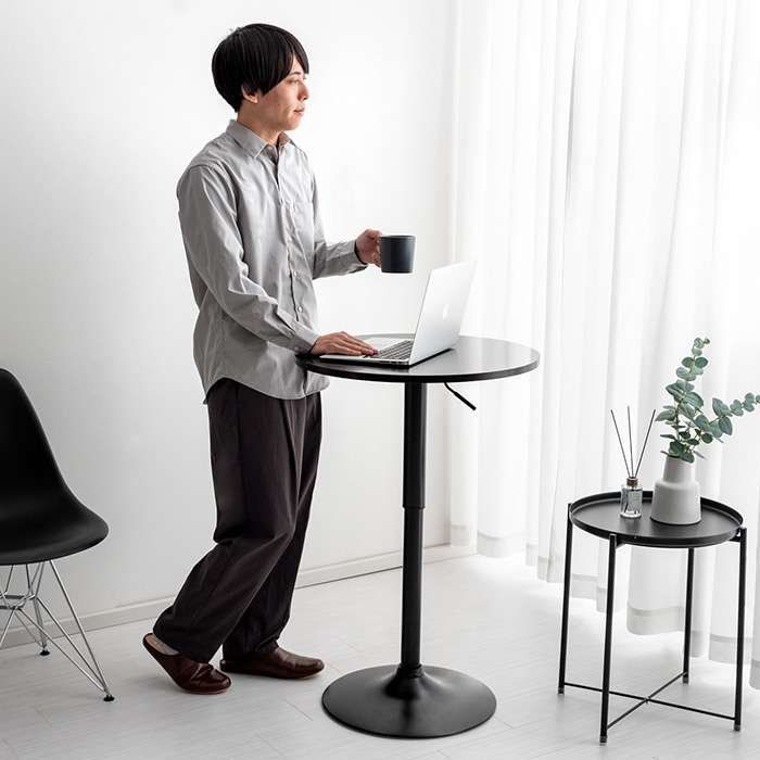 2人用 昇降式カフェテーブル(高さ68.5〜92cm)丸型 | 家具・インテリア
