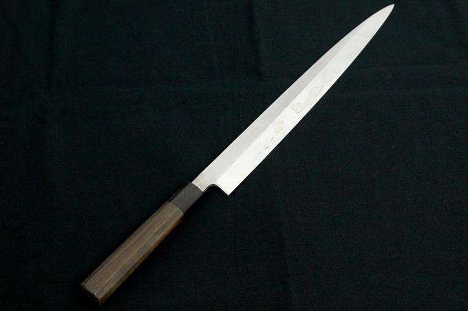 ミナモト交易 柳刃包丁 尺一 本焼 切刃鏡面 水牛黒檀八角柄 O1258-2L1A