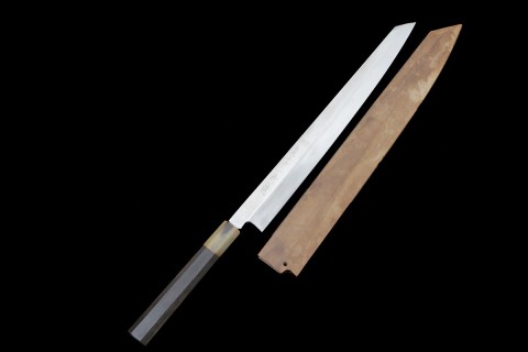 柳刃包丁 本焼 尺一 黒檀柄 彫刻入黒檀鞘付 KN02-A9983-2L3D | 不動國