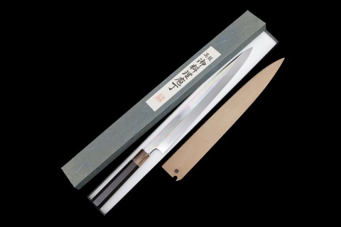 伝統工芸士 一鉄 柳刃包丁 尺一 水焼 本焼 両鏡面 水牛黒檀八角柄 黒檀