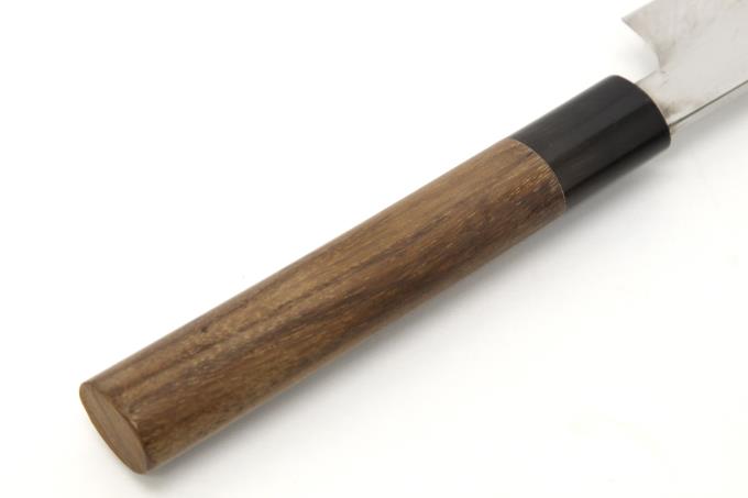 柳刃包丁 尺一 本焼 両鏡面 水牛紫檀栗型柄 白鞘・袱紗付 【O583