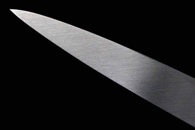 玄海正國 柳刃包丁 尺 本焼 平鏡面 水牛黒檀八角柄 梅彫刻入黒檀鞘 切