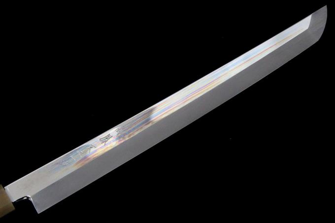 天之一神 先丸蛸引包丁 尺一 白一鋼 水本焼 銀巻柄 目釘留 鞘・袱紗