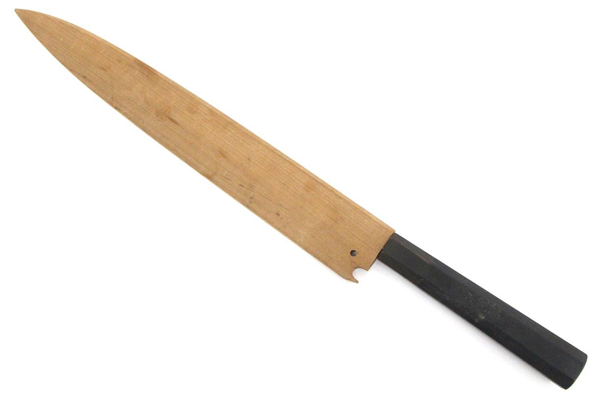 柳刃包丁 水本焼 尺一 富士焼波 黒檀柄 白鞘付 λA7275-2L3D | 無銘