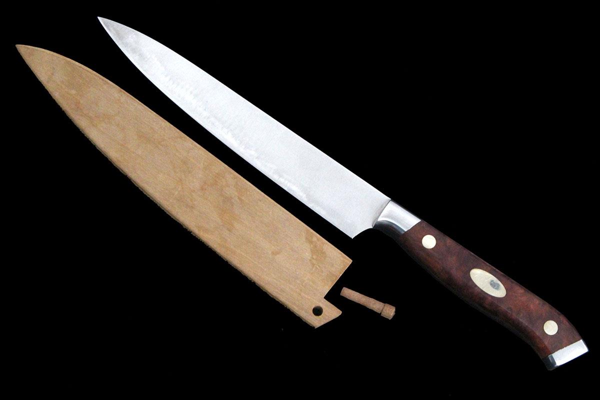 ペティナイフ 150mm NENOX ツバ付花梨瘤ハンドル 白鞘・箱付 KN02