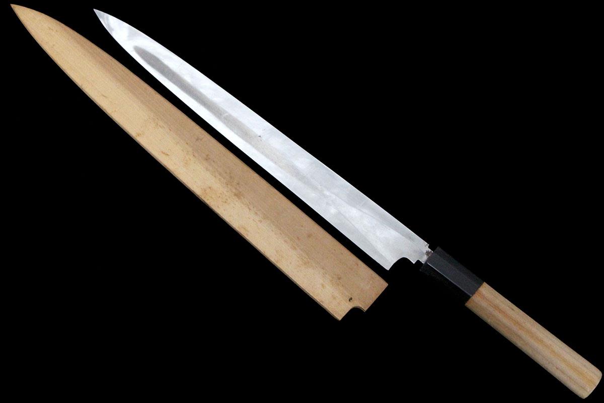 柳刃包丁 本焼 尺一 朴柄 白鞘付 KN02-A10288-2L3B | 源房近 | 包丁