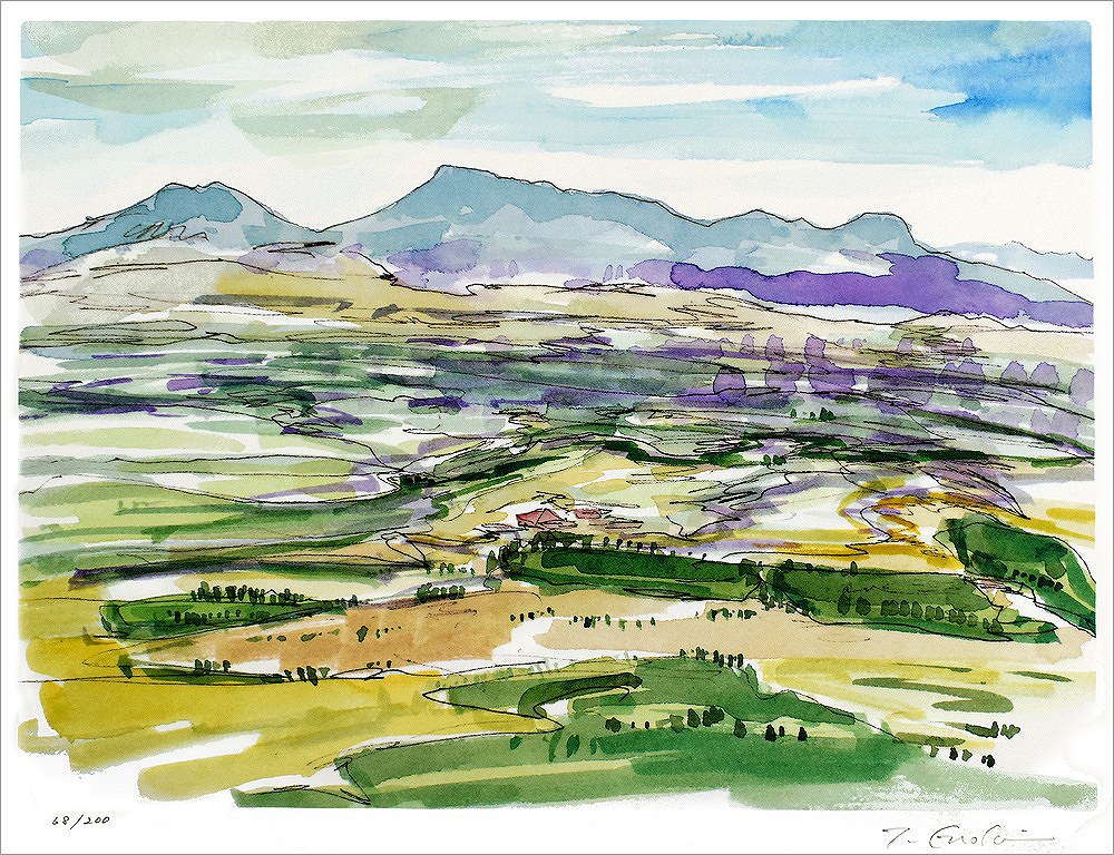 榎木孝明 絵画 (版画/ジクレー) 遥かなる大地/大分・くじゅうより阿蘇