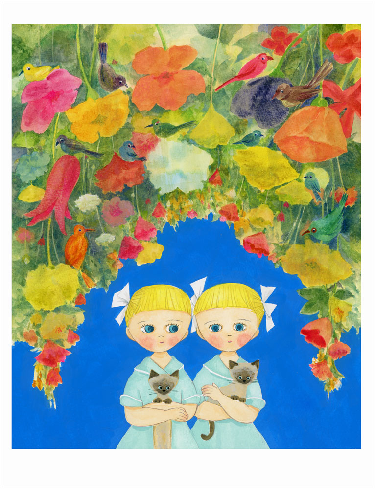 マリーニ＊モンティーニ 絵画 (版画/ジクレー) Twins and Flowers 9128