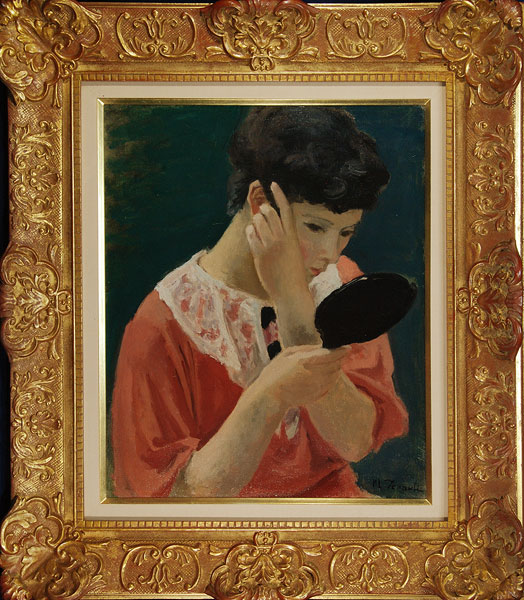 寺内萬治郎 「手鏡」 油彩8号｜【Arts Ship】のむら画廊