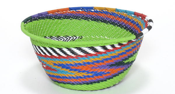 カラフルワイヤーバスケット(小)<アフリカのかご：アフリカ雑貨アザライ