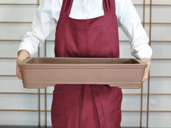 鳥泥長方中浅 盆栽鉢17号 鉢幅51cm×奥行き39cm×高さ9.5cm を販売｜盆栽