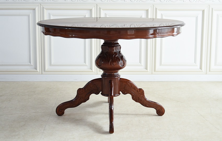 イタリア製 象嵌 ラウンド ダイニングテーブル 幅110cm | ロココ調家具