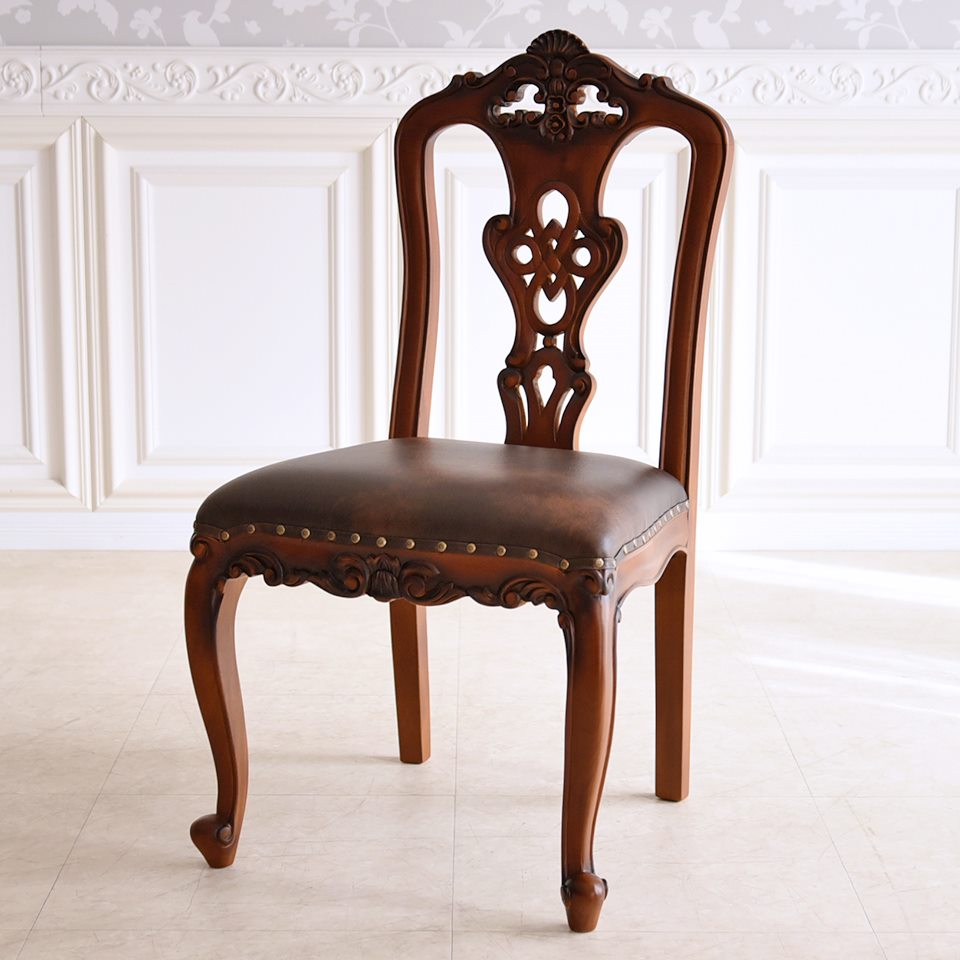 英国調 クイーンアン様式 ダイニングセット5P ブラウン 幅170cm