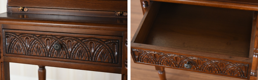 英国 アンティーク調 オーク ライティングビューロー 幅55cm | ロココ