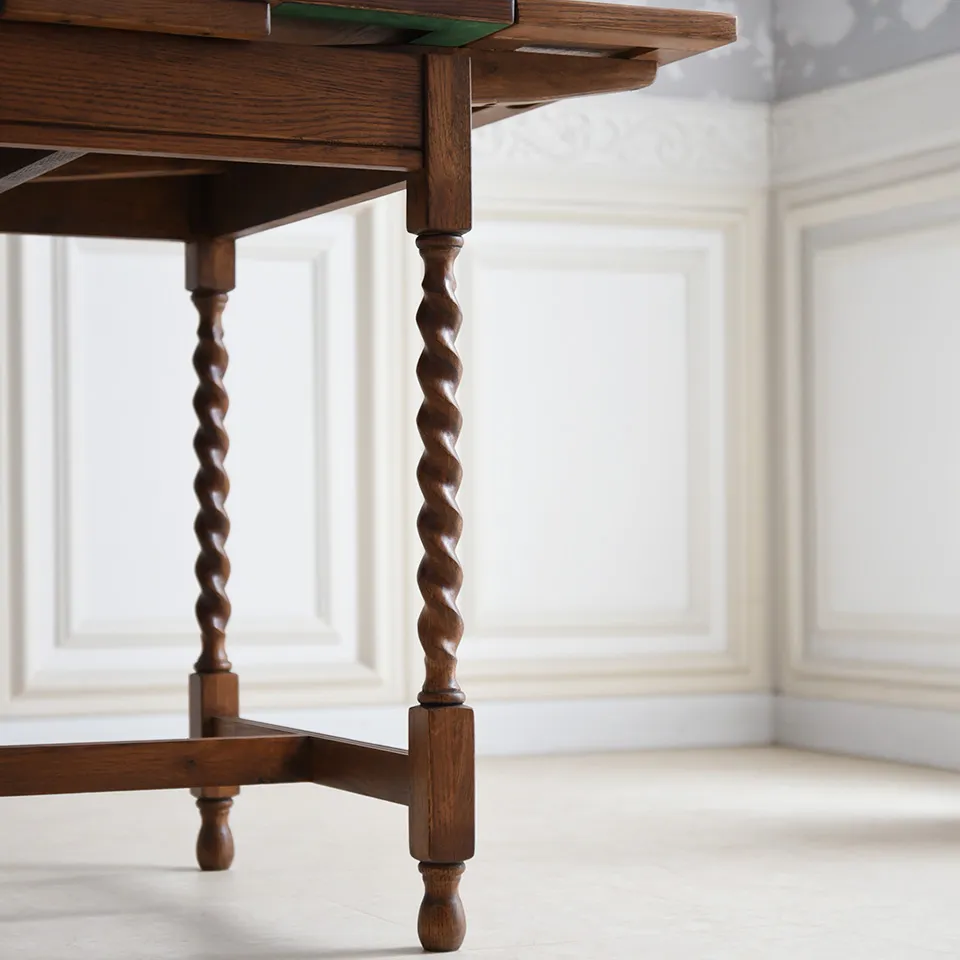 アンティーク調 伸長式 ダイニングテーブル オーク材 幅60～100cm